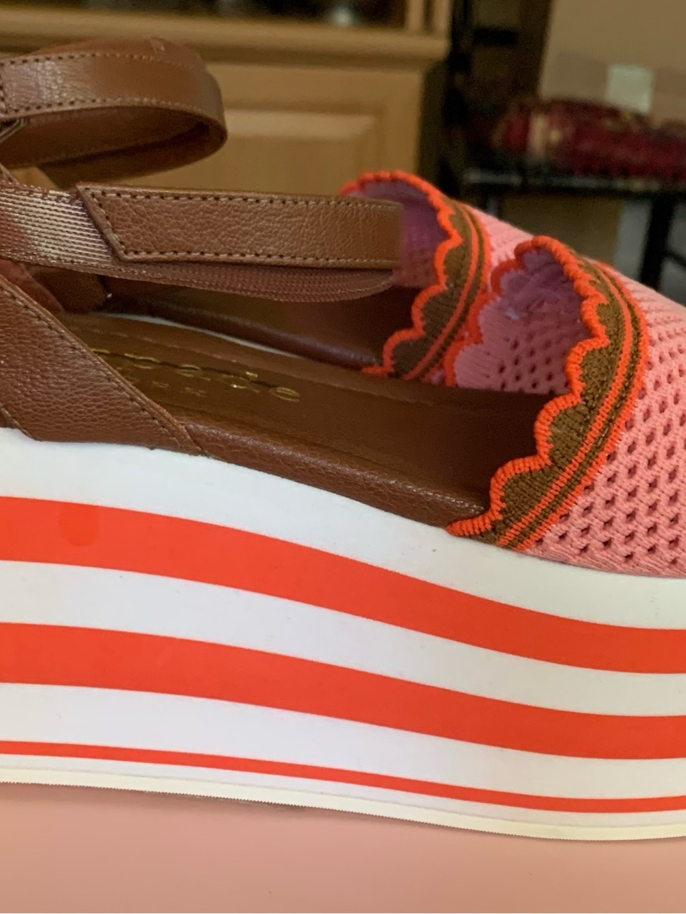 Kate spade New York Pink & Coral High rise Spade Platform Sandals - Picture 2 of 5